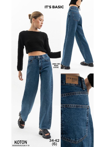 Джинсы женские палаццо коттон широкие тёмные плотные 30 синие IT'S BASIC - (363054015)