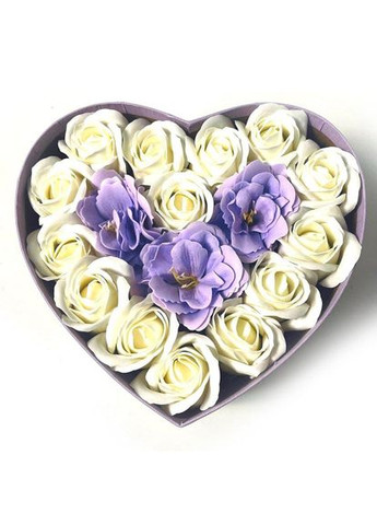 Букет з мила Ніжність у коробці серця композиція квітів з троянд 12 шт + 3 камелії подарунковий набір для дівчини No Brand (316134652)