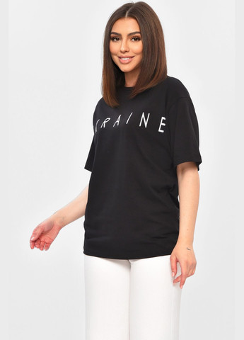 Футболка женская полубатальная черного цвета Let's Shop - (335007347)