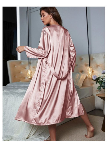 Соблазнительный атласный набор халат и пеньюар – пудровый (ПИН-ХАЛ-ПУДР) Vakko (322312696)