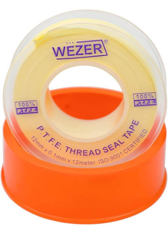 Фум стрічка PTFE 12x0,1 мм 12 м, жовтий Wezer (316095346)