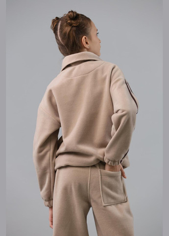 Бежевий демісезонний флісовий костюм з лампасами беж брючний IRmAS оверсайз