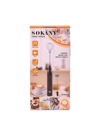 Аккумуляторный бесшумный капучинатор 2 насадки 1200 мАч с USB зарядкой SK-201A Sokany (367724428)
