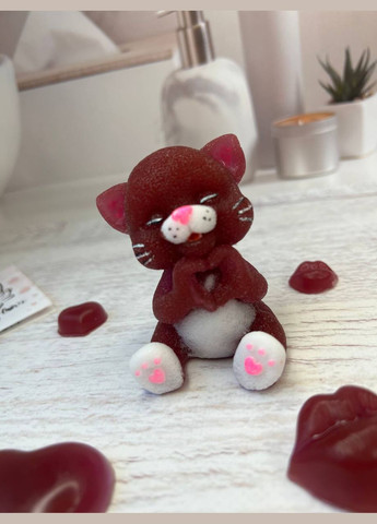 Подарунковий набір свічок та мила в коробці серце насичено бордового кольору (марсала) Lucky Soap (316606079)