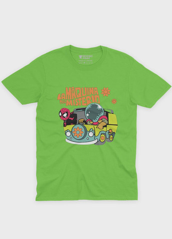 Салатовая демисезонная футболка для мальчика с принтом супергероя - человек-паук (ts001-1-kiw-006-014-016-b) Modno