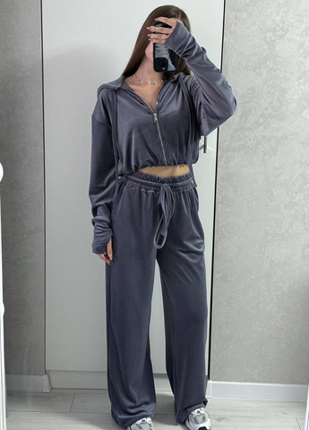 Базовий повсякденний демісезонний костюм двійка: вкорочений худі на блискавці + штани Tik-Tak (362539200)