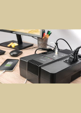 Источник бесперебойного питания 800VA/480W, LED, RJ45, USB, 4xSchuko+3xC13 Digitus (341089413)