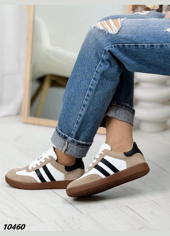 Женские кроссовки из натуральной кожи и замши, бежевые кроссовки Samba код 10460 Hengji бежевые демисезоны (342059979)