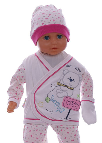 Білий демісезонний комплект з подряпинами та шапочкою трикотажний для дівчинки в коробці bebellove 62 см (40169) BABYKROHA