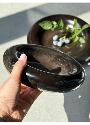 Тарелка "Каменный круг" черного цвета керамическая в изысканном дизайне 20.3см OSM (365549085)