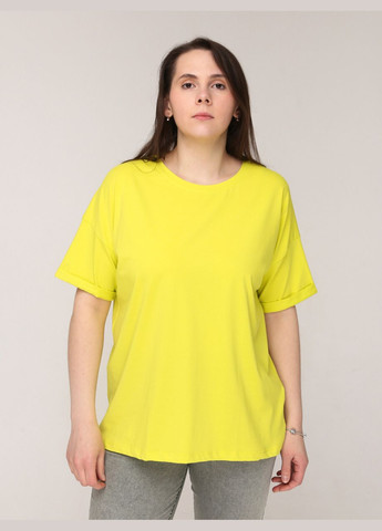 Футболка жіноча жовта широка подовжена однотонна JEANSclub Подовжена - (294755972)