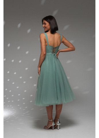 Оливкова вечірня плаття з спідницею-сонце ODDI однотонна