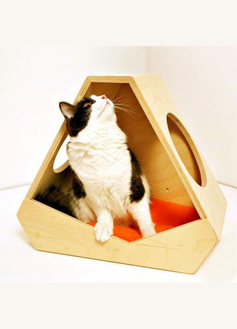 Домик для кошки из дерева Янсон ваниль (ДДК-001802) No Brand (328453068)