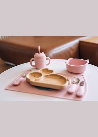 Столові прибори дитячі Elephant металеві з силіконовою ручкою, рожевий FreeOn (308073010)