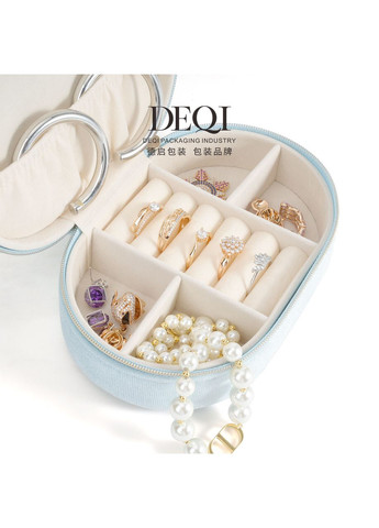 Элегантная бархатная шкатулка для украшений и бижутерии овальной формы нежно голубого цвета, отличный подарок No Brand (326487941)