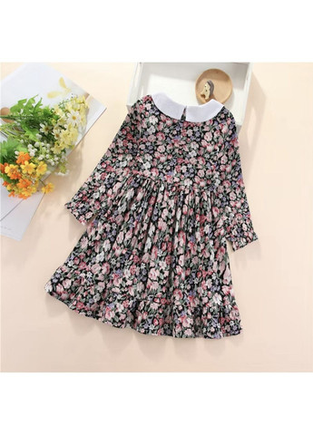 Чёрное детское платье летнее, черное в цветок, на 4,5,6,7,8 лет A+ (370438989)