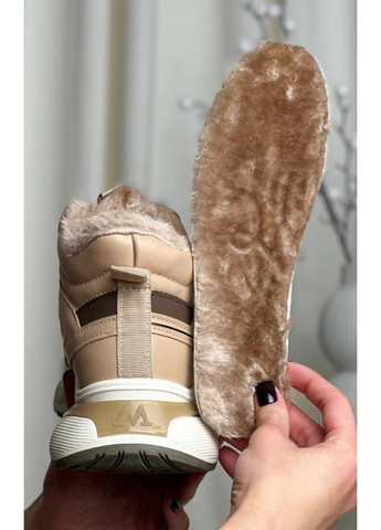 Зимние ботинки женские зимние бежевые (k908-2) Loretta прессованная кожа