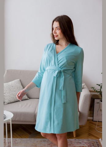 Бірюзовий халат для вагітних та годуючих мам трикотажний Юла мама (306543456)