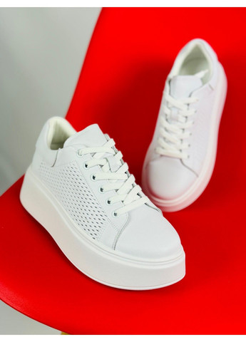 Білі літні 178 кросівки шкіряні білі з перфорацією Hengji