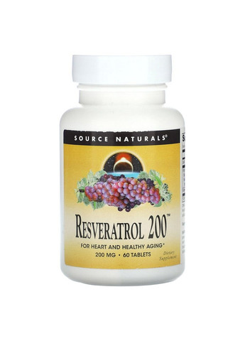 Натуральная добавка Resveratrol 200 mg, 60 таблеток Source Naturals (293342790)