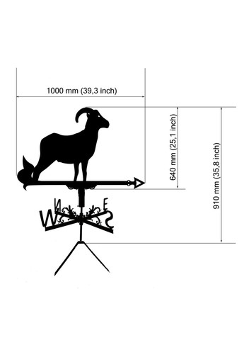 Флюгер на дом Козел, флюгер на крышу из металла 3 мм. No Brand (368896341)