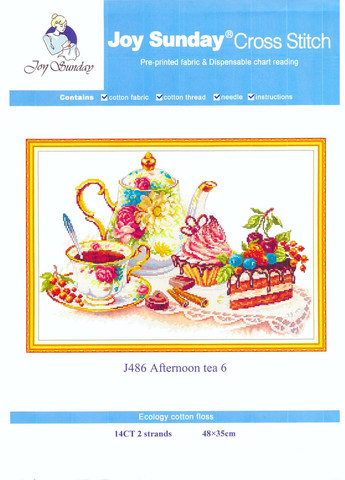Набор для вышивания по нанесённой на канву схеме "Afternoon tea 6". AIDA 14CT printed, 48*35 см Joy Sunday (313613607)