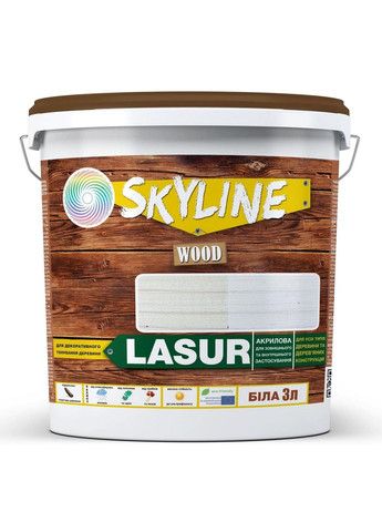Декоративно-защитная лазурь для обработки дерева LASUR Wood 3 л SkyLine (283326357)