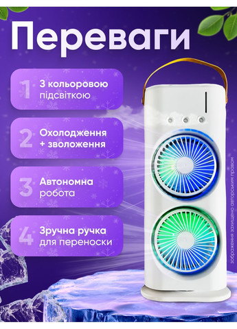 Вентилятор на акумуляторі настільний із зволожувачем зволожувач повітря з підсвіткою охолоджувач з пультом Mini Fan 9203 (361348593)