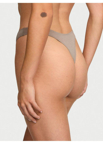 Жіночі трусики Stretch Cotton High-Leg Scoop Thong XS сірі Victoria's Secret (363052173)