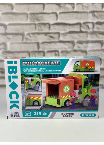 Блочний конструктор сміттєвоз 219 деталей, 2 фігурки Kids Hits IBLOCK JUNIOR No Brand KH17/005/1 (374658553)