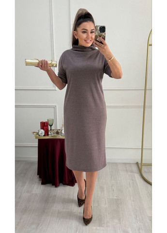 Лавандова кежуал жіноча сукня гольф довжини міді з коротким рукавом MonCher