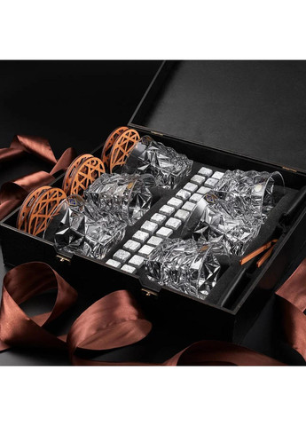 Подарочный набор + 6шт хрустальные бокалы Bohemia Glacier для виски и стеатитовых камней для охлаждения Sterling (364550626)