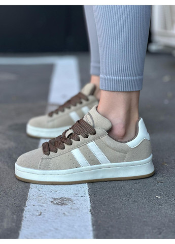 Бежеві жіночі кросівки бежеві повсякденні демісезонні замшеві кеди спортивні No Brand