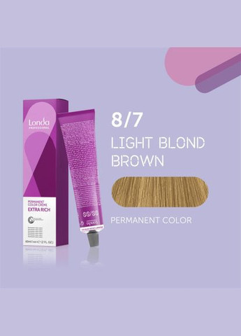 Стійка кремфарба для волосся Professional Permanent Color 8/7 світлий блондин коричневий, 60 мл Londa Professional (292736645)