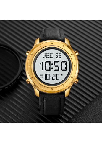 Годинник 1864LGDWT золотистий електронний з будильником для чоловіків шкіряний з підсвічуванням ProDobro (367267274)