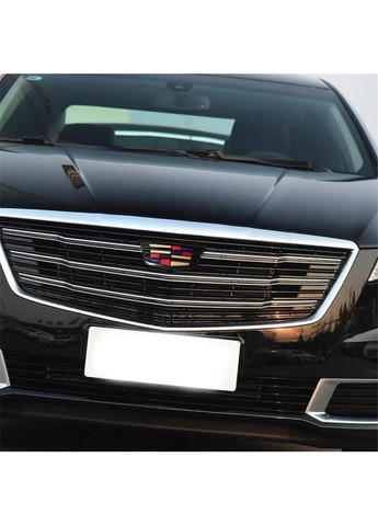 Емблема передня срібло+ кольорова вставка 210х90мм пластик (на защіпках) Cadillac (369611332)