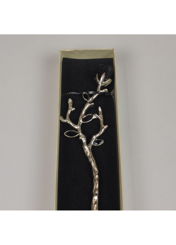 Паличка-шпилька металева китайська для волосся з чорною трояндою в подарунковій коробочці, срібляста No Brand (352474438)