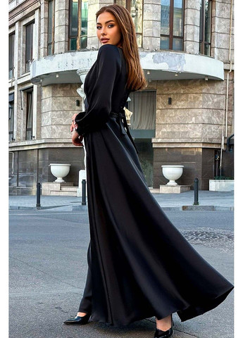 Черное вечернее платье атлас шелк 23057 черное Tanita-Romario