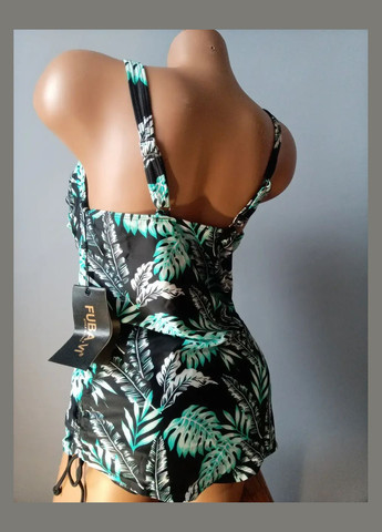 Черный летний купальник танкини с плавками большие размеры FUBA