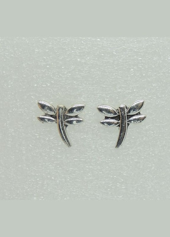 Серьги серьгигвоздики (пусеты) Стрекоза серебристый Liresmina Jewelry (285110888)