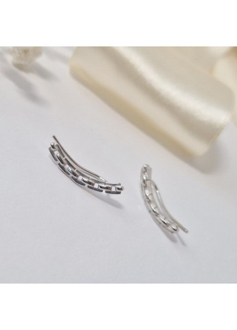 Срібні сережки каффи без каменів Ланцюжки срібло 925 проби Родоване вс226р 1.75г Nobrand (364653492)