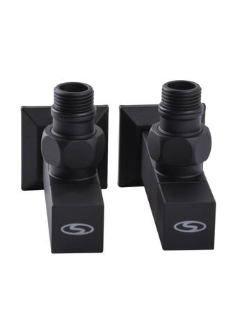 Набір Кран напівобертовий кутовий з американкою LUX 1/2″ CUBE BLACK 8888 (1уп) Solomon (301219348)