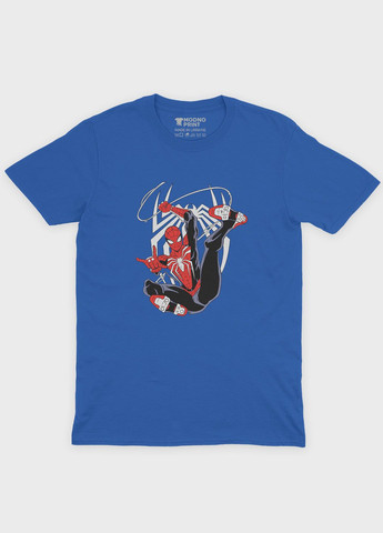 Синяя демисезонная футболка для мальчика с принтом супергероя - человек-паук (ts001-1-brr-006-014-025-b) Modno