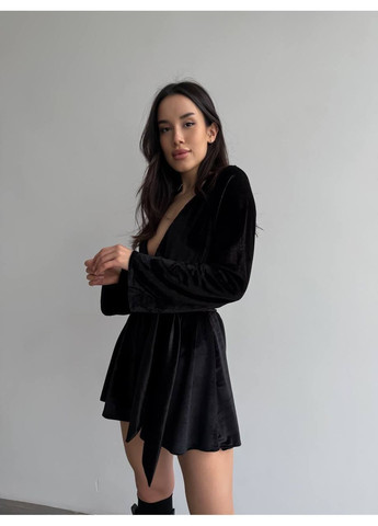 Жіночий велюровий комбінезон Osoblyva комбінезон-шорти чорний