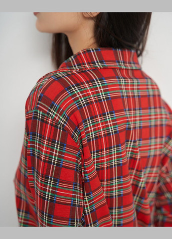 Красная всесезон женская пижама в клетку красного цвета хлопковая рубашка и брюки домашняя одежда для комфорта рубашка + брюки Nicoletta