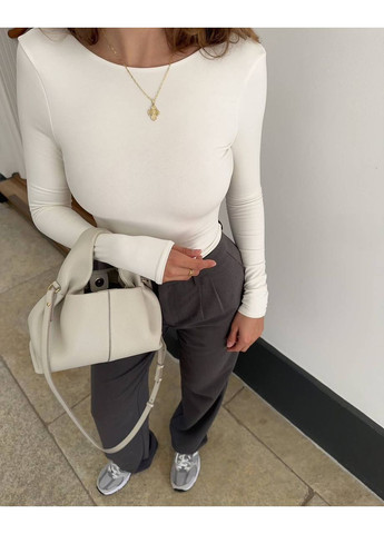 Красивый молочный боди с открытой спиной и длинным рукавом No Brand 4524-1 (352710190)