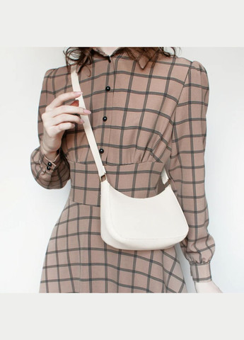 Бежева сумка-багет на блискавці крос-боді класичний мінімалізм стиль вінтаж ретро мінісумка повсякденна елегантна сумка екошкіра No Brand (322650263)