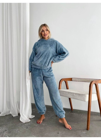 Сіро-голубий жіночий махровий домашній костюм Osoblyva