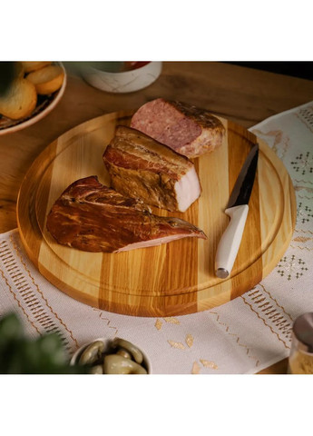 Обробна дерев'яна дошка кругла 25 см для подачі нарізки ясен C10W250 (A-033371) LUGI (354825521)