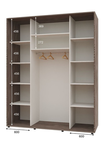 Шкаф-купе двухдверный Комфорт Мебель 200*60*240 см Трюфель 2 двери ДСП Макси Комфорт Меблі (360438596)